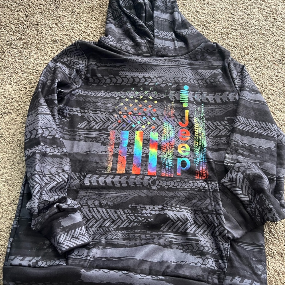 Jeep Multicolor Graphic Hoodie in Black and Gray